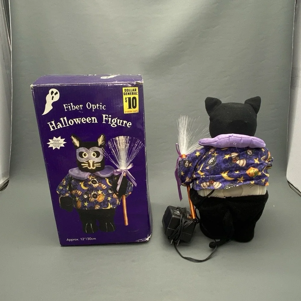 Vintage Halloween Fiber Optic Black Cat 12